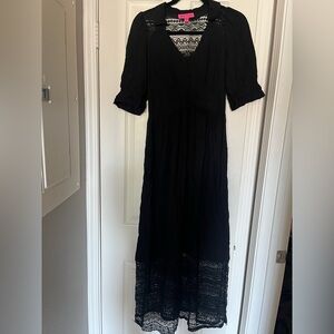 Betsey Johnson Black Lace Maxi Dress
